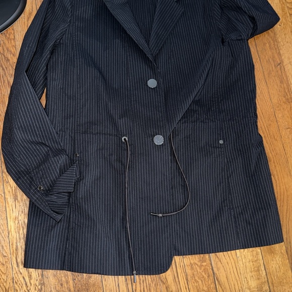 Lafayette 148 Jacket Womens Sander Stripe Porsha Black Pinstriped stripe $598 M - Picture 3 of 6